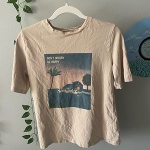Ocean and Palm Tree T-shirt- “don’t worry, be happy”